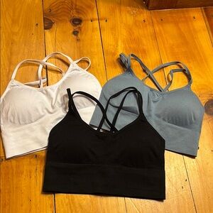 Women's Strappy Bralette Set - Black, White, Gray